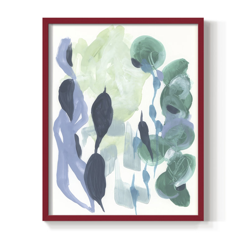 Reproduction encadrée abstrait de varech II - bois massif, H 21 po x l 17 po, Rouge