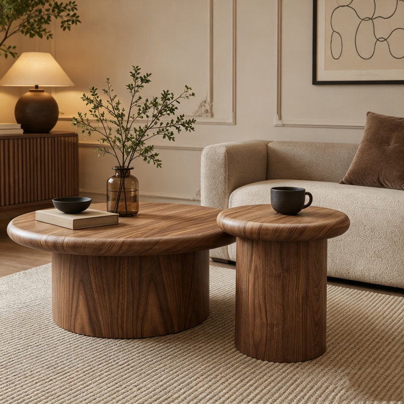 Ensemble de tables basses 2 pièces Modern, Noyer