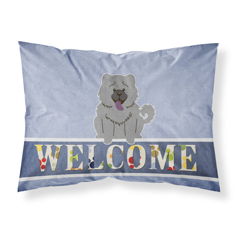 Taie d’oreiller welcome, Chow-chow gris-bleu