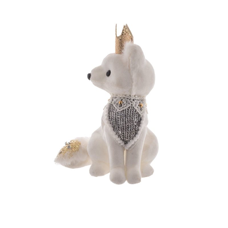 Tissu blanc / or Princess Fox avec couronne