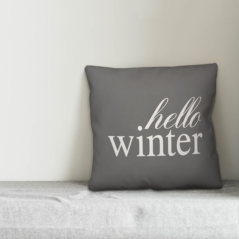  Housse de coussin Hello Winter, 16 po x 1 po, Polyester/ Bourre en polyester