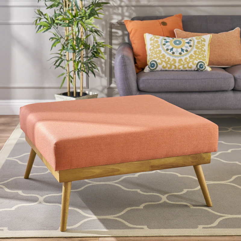 Large Coral Fabric With Rubberwood Frame And Extra Cushioning Mid Century Style Soft Cushion Legs