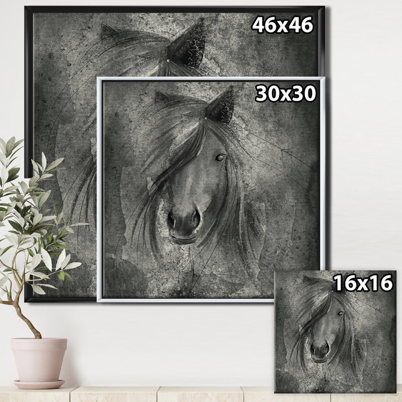 Campagne équestre IV-reproduction d’art sur toile, H 46 po x l 46 po x P 1,5 po, Cadre flottant noir