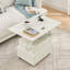 Table de bout roulante à hauteur ajustable laquée ultrabrillante avec station de charge, roues universelles et tiroirs de rangement pour le salon et la chambre à coucher-2033118585