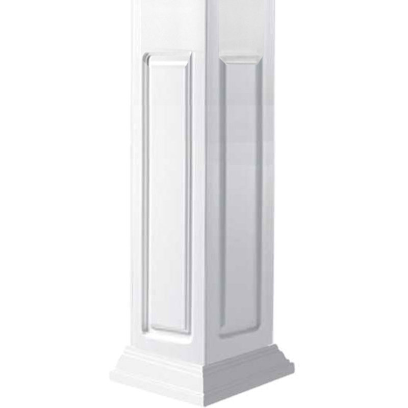 Craftsman Classic Square Non-Tapered, Double Raised Panel PVC Column Kit, Crown Capital & Crown Base, 48" H x 7.63" W