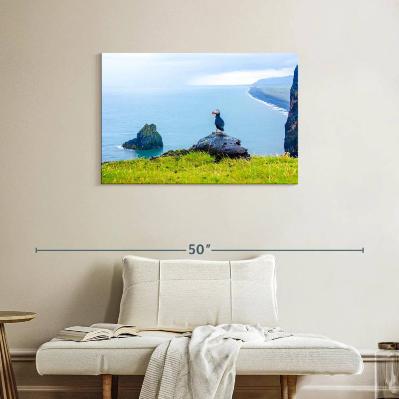 Brampt Puffin Standing On Cliff, 24" H x 36" W