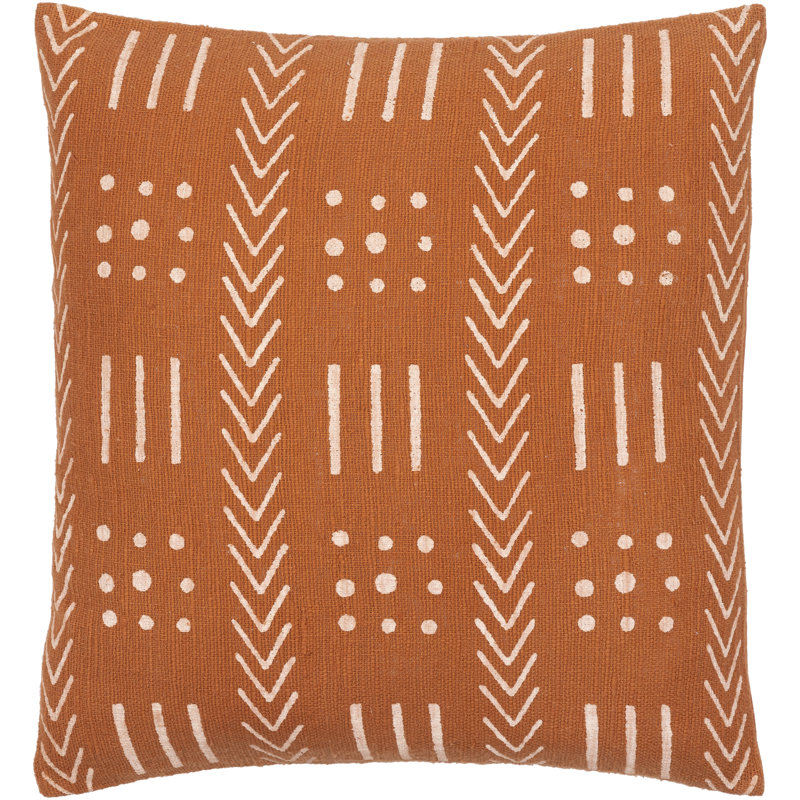 Hand Woven Square Brick Red and Dusty Pink Cotton Pillow