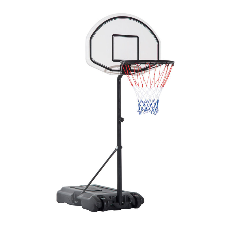 Adjustable Height Black Portable Poolside Basketball Hoop with Polypropylene Backboard