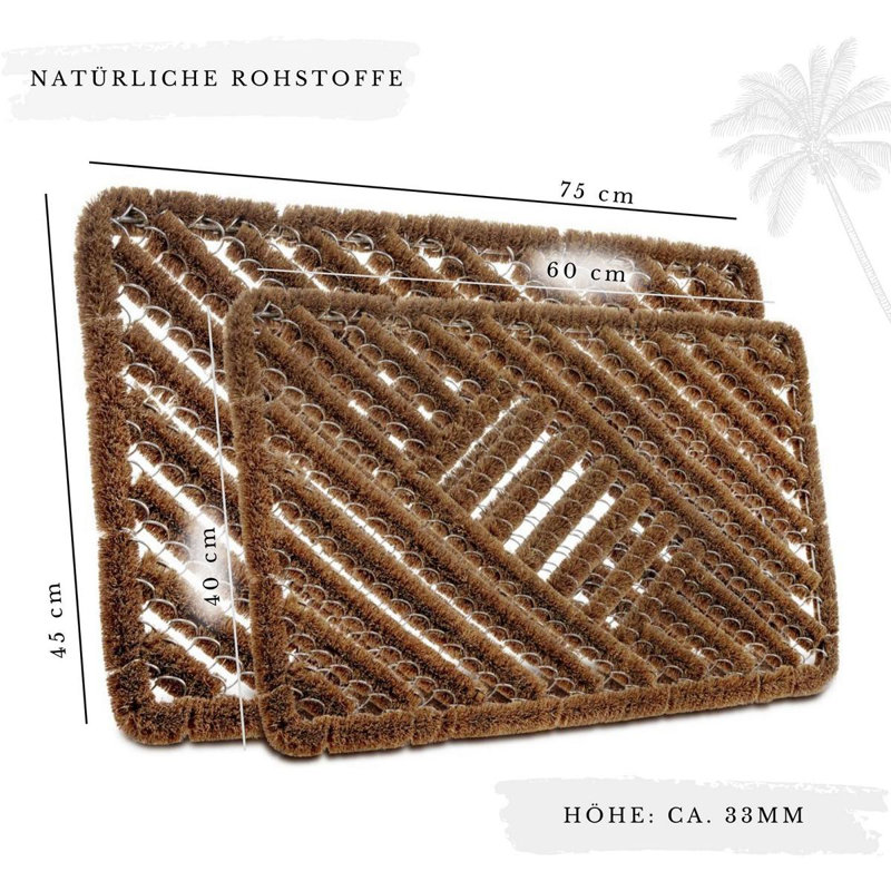 Mix Mats Striped Doormat, 40cm W x 60cm L, Brown