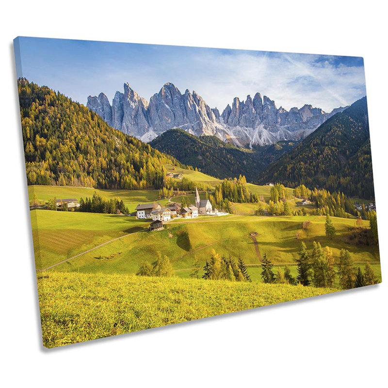 Dolomites Mountain Village - No Frame Print on Canvas, 30.5cm H x 45.7cm W