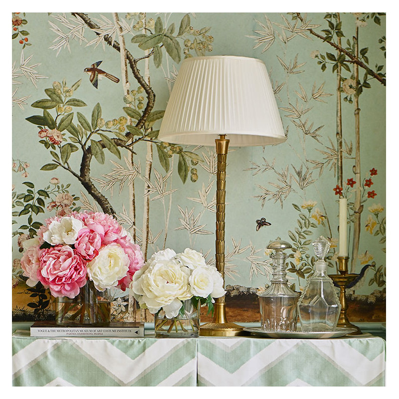 Camellias and Peonies in Glass Cylinder Vase