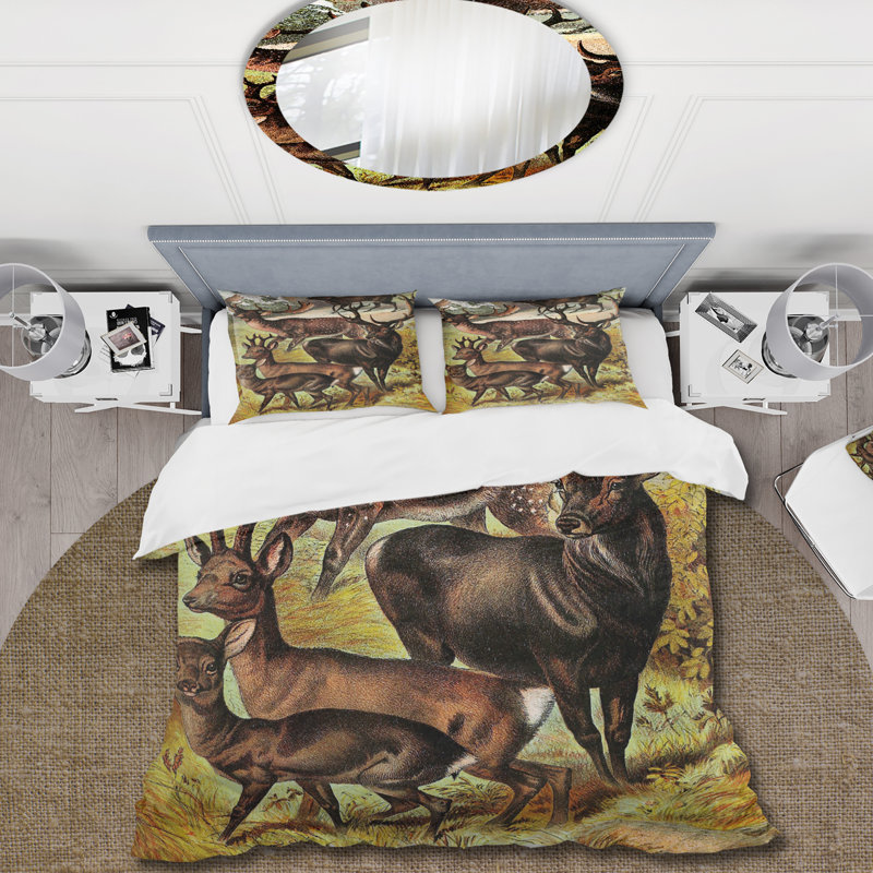 Vintage Mammals I - Ensemble de housse de couette Farmhouse - Microfibre de polyester