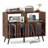 Record Player Stand with Charging Station Open Shelves & Compartments Raised Legs Brown