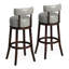 Paire de tabourets de bar pivotants de 30 po, siège et dossier gris foncé, bois de chêne massif, sièges de salle à manger transitionnels, rembourrés avec garniture cloutée 2 tabourets, bois, chaises, séduisant