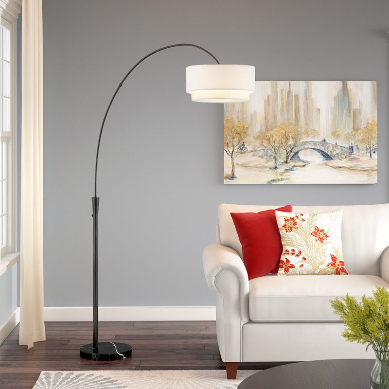 Lampe sur pied arquée 81 po Dina, blanc, Bronze foncé
