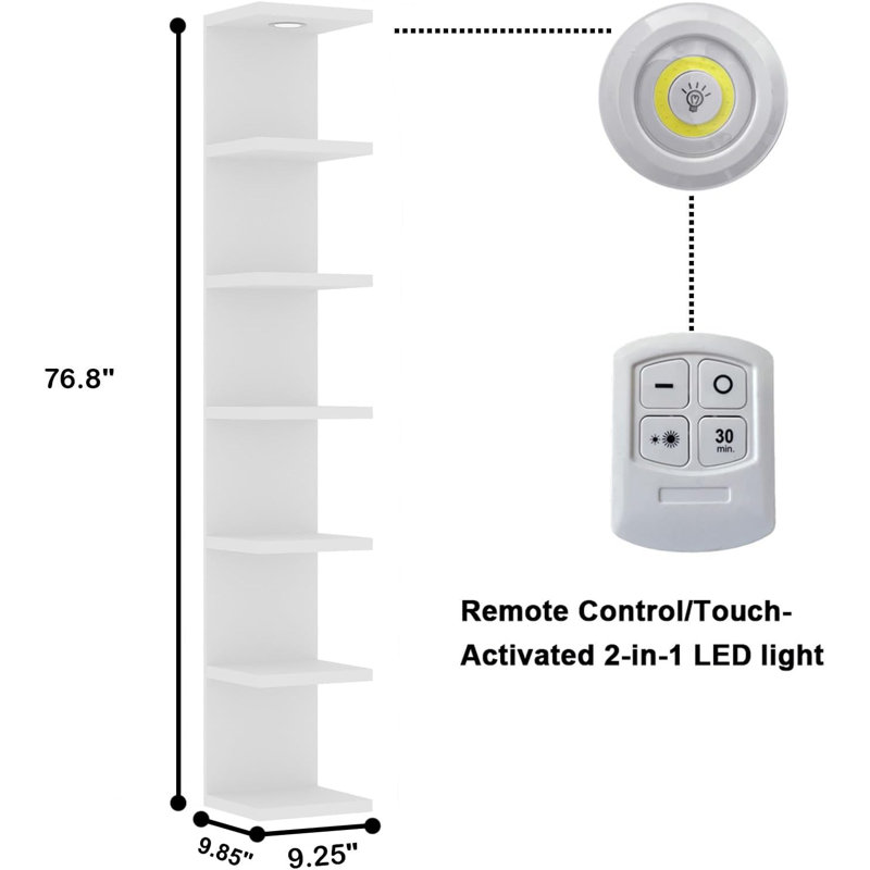 7-Tier Floating Wall Shelf With Remote-Controlled LED Lighting - Space-Saving Display Unit For Home Decor & Storage