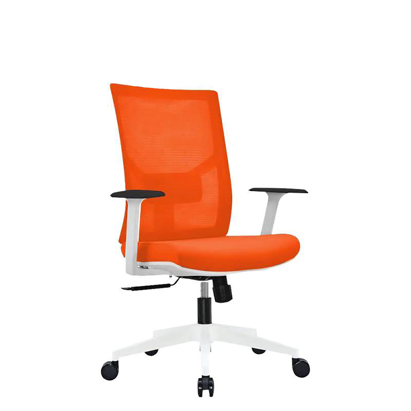 Chaise de bureau ergonomique Marlowe, Pas de repose-tête, Blanc, Orange