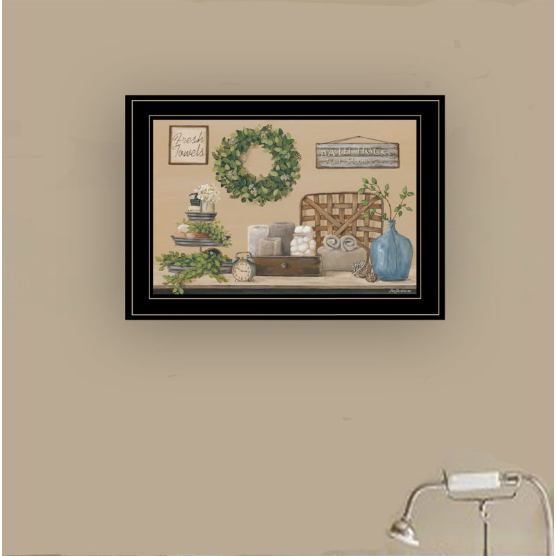 "Farmhouse Bath I" par Pam Britton, reproduction d’art sur papier encadrée, Encadré noir / blanc