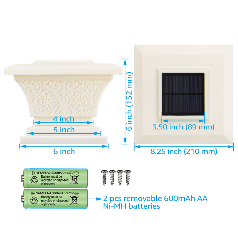 Savell LED Solar Fence Post Cap Light Dusk to Dawn Low Voltage 2700K Soft White