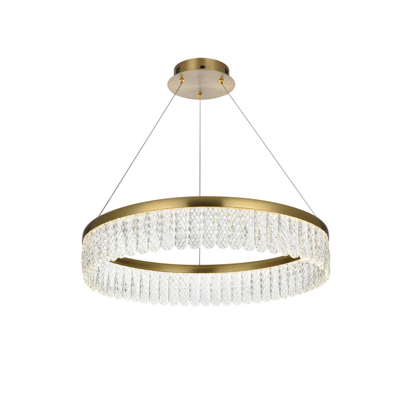 Lustre rond à DEL Yiana, H 4,5 po x l 24 po x P 24 po, Or satiné