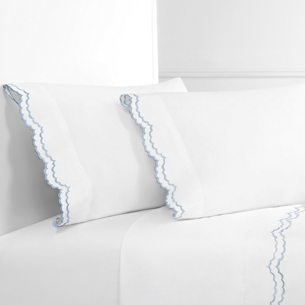 Bartlow Pima Cotton Pillowcase, Blue/White, Standard Pillowcase