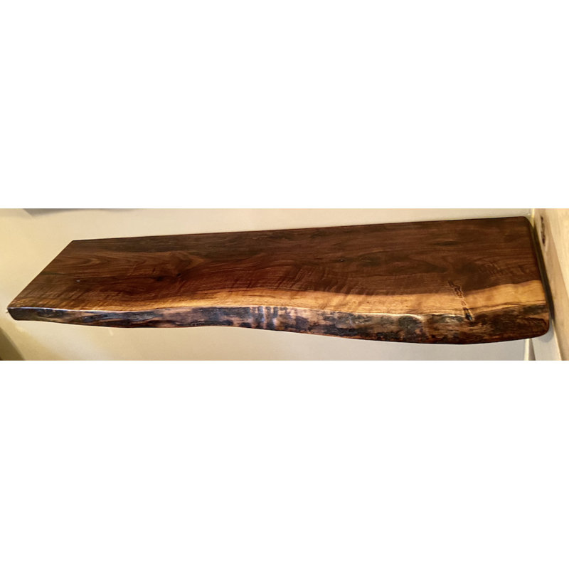 Walnut Floating Shelf with Live Edge, 2" H x 12" W x 12" D