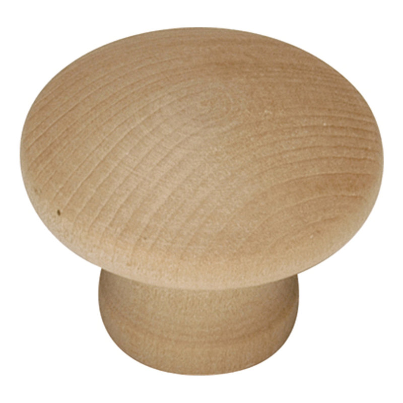 Unfinished Natural Wood Round Cabinet Knob with Mounting Hardware
