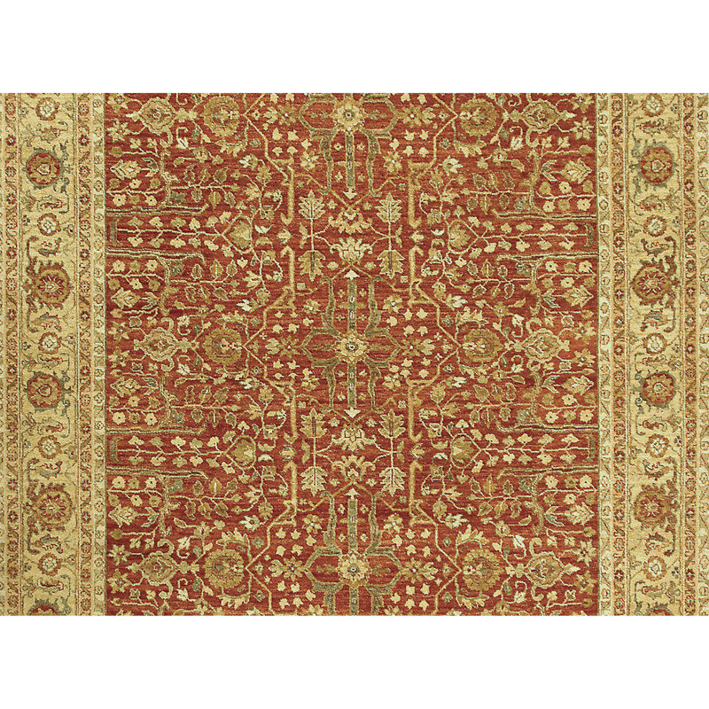 Hand Knotted Wool Oriental Area Rug in Beige/Red/Brown, Rectangle 6' x 9'