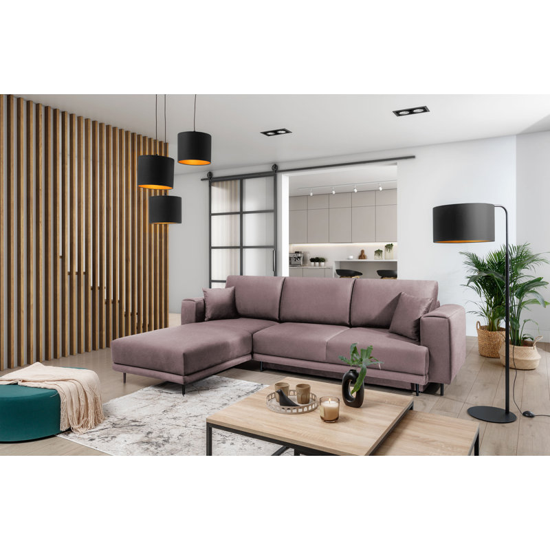Aecca 4 Seater Sofa Bed, Left facing, Light pink