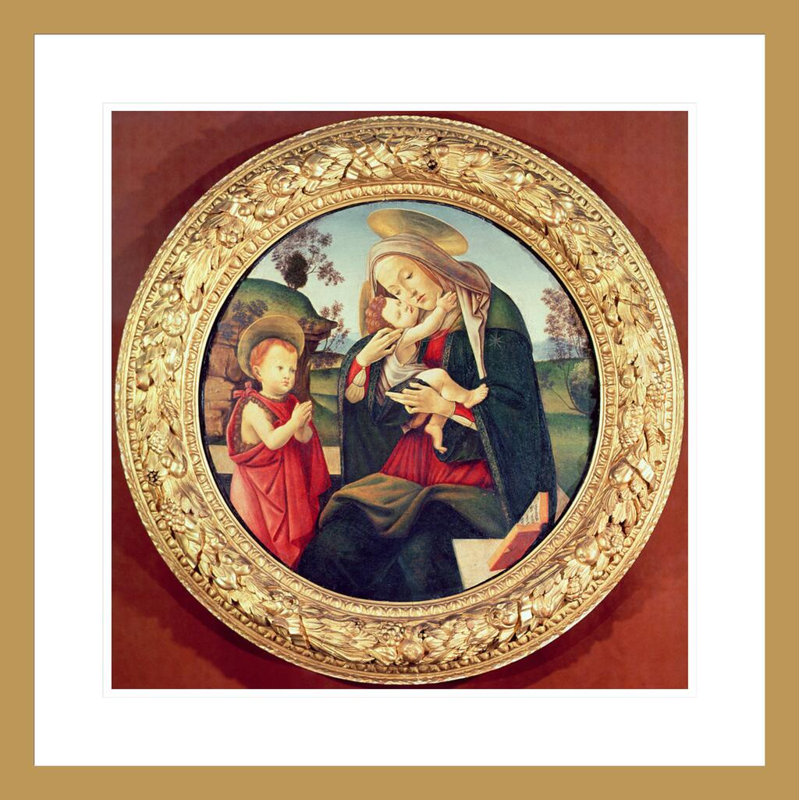 Vierge à l'enfant avec Jean-Jean par Sandro Botticelli - Impression giclée encadrée, H 23,54 po x l 23,5 po