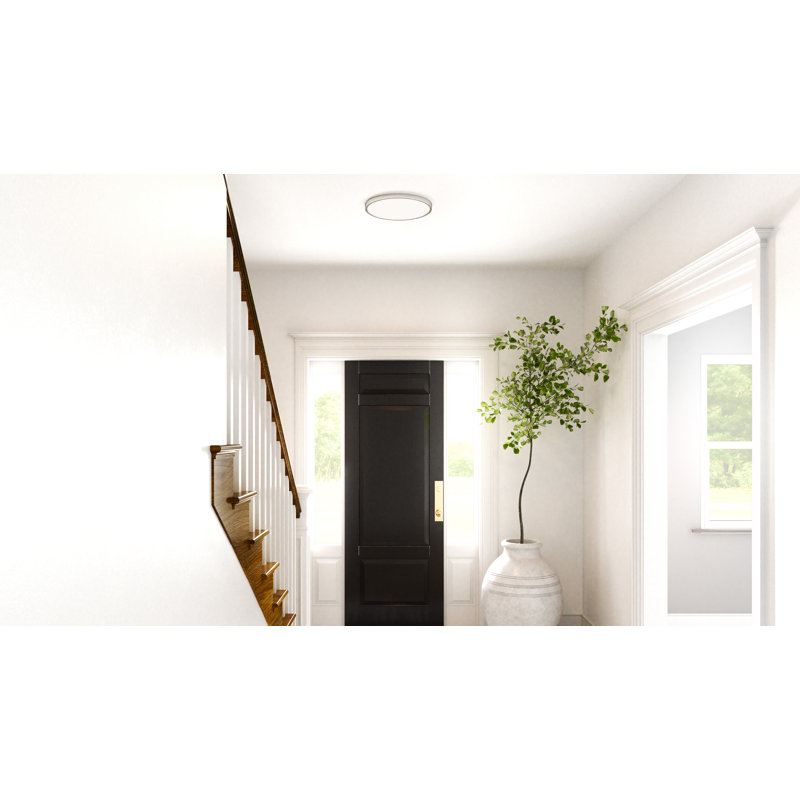 Plafonnier encastré 1 lumière DEL Naquin, H 1 po x l 15 po x P 15 po, Nickel brossé