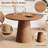 5-Piece Round Pedestal Dining Set, Wooden Table with 4 Rattan Back Chairs, Linen-Cotton Cushioned Seats & Protective Foot Pads, Modern Kitchen & Dining Room Furniture-477504603-477504600-477504607