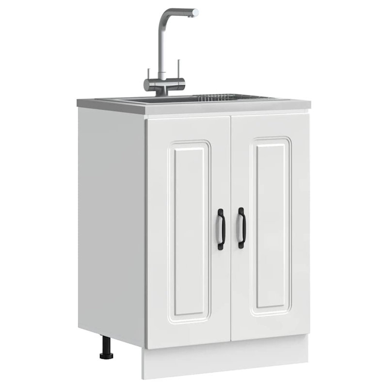 Base de meuble-lavabo vidaXL en bois d'ingénierie 23,6 po x 18,1 po x 32,1 po, Blanc