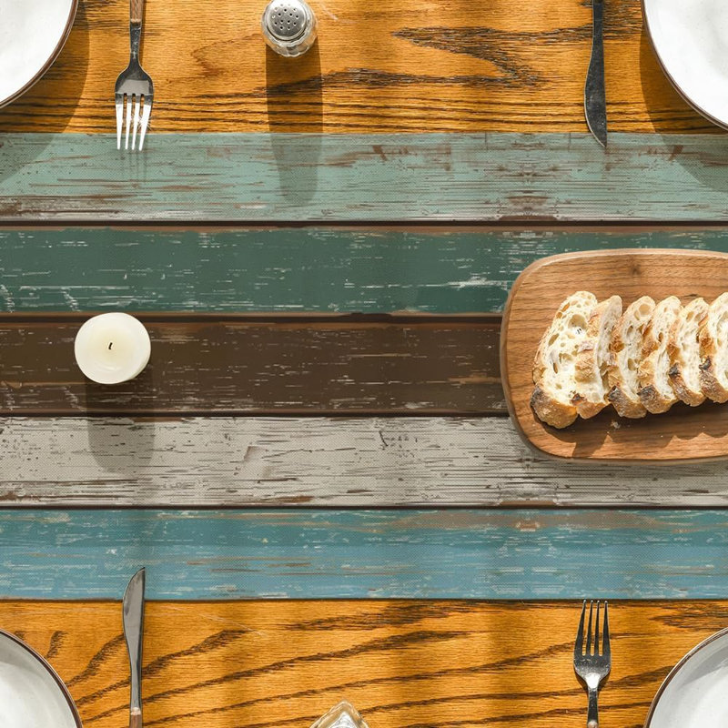 Green Wood Texture Table Runner – Green –  Rustic Spring Kitchen And Dining Table Décor
