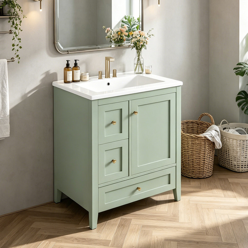 Meuble-lavabo 24 po avec lavabo, Vert
