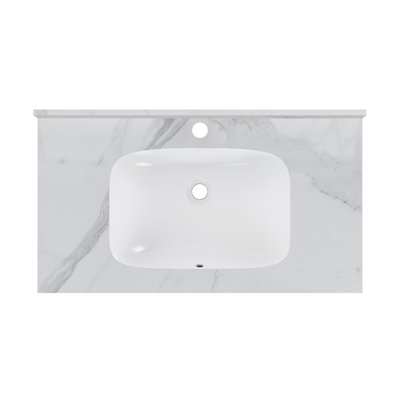 Lavabo mural en marbre blanc 36 po Avancer