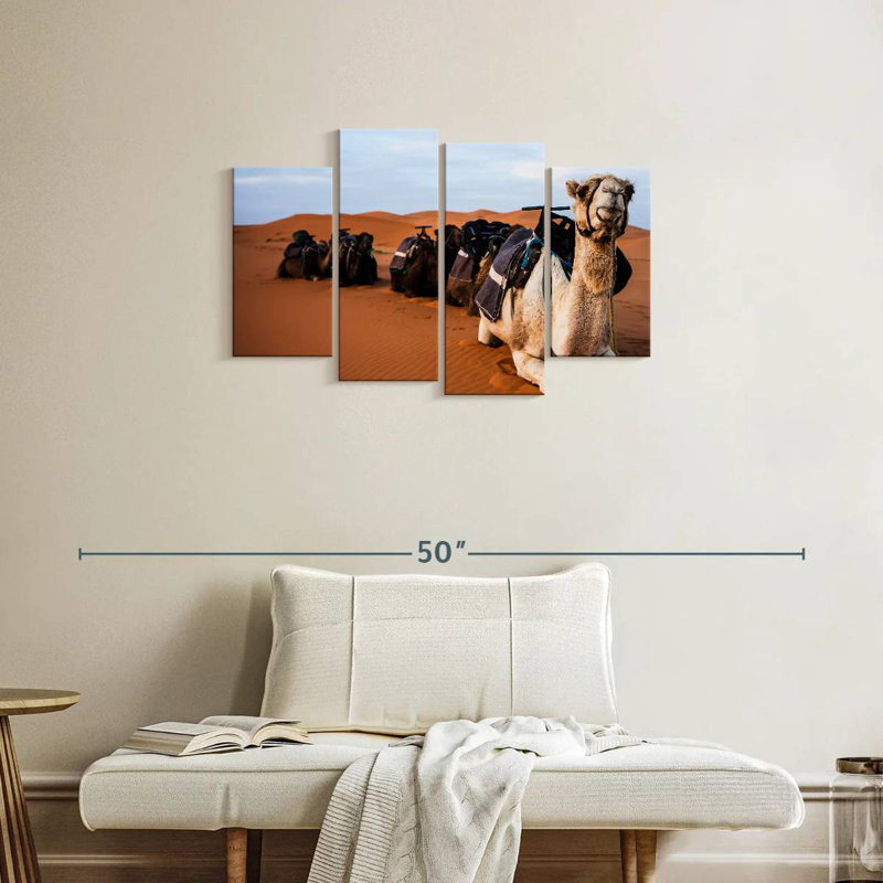 Camels In Morocco, H 22 po x l 36 po