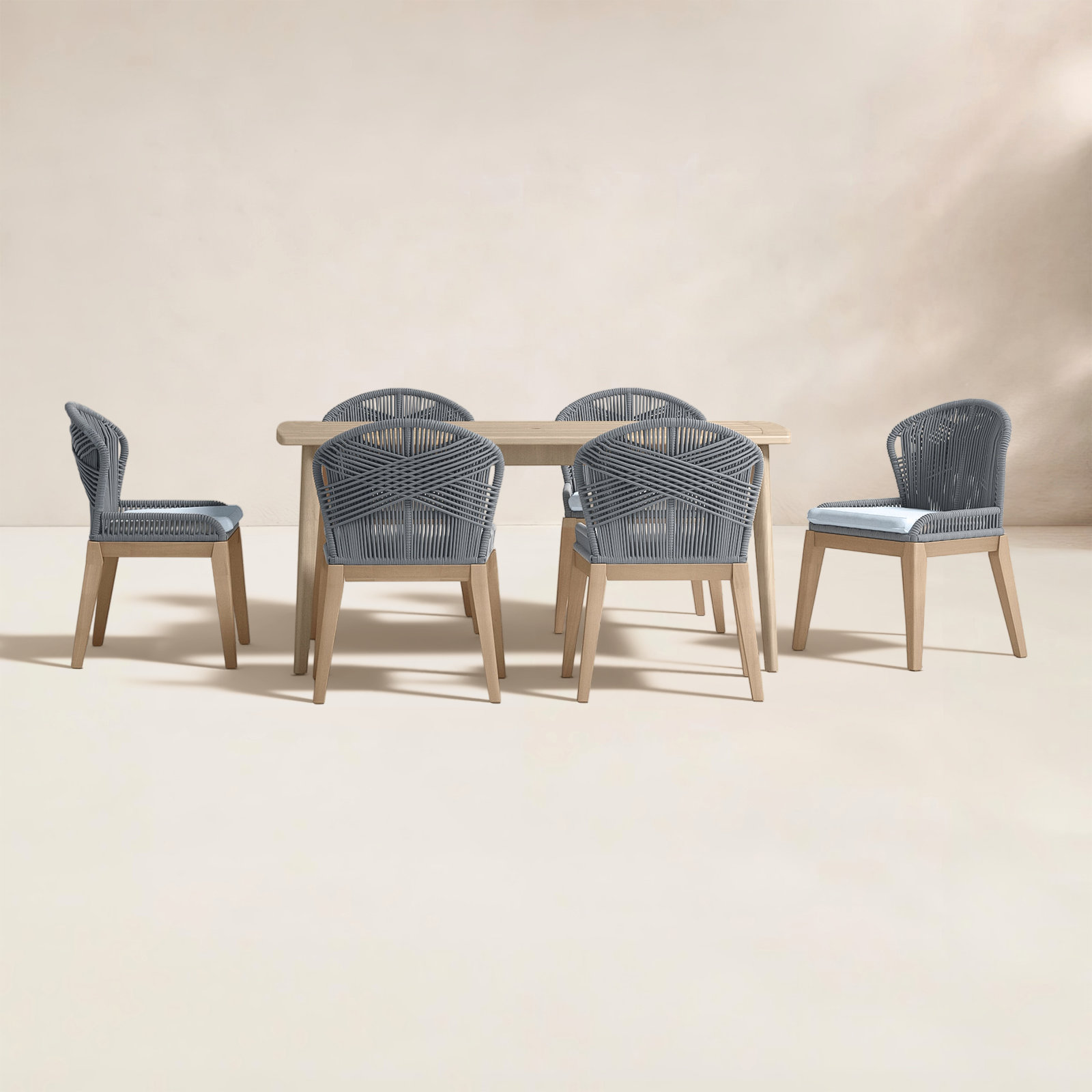 Daveney 67" Acacia Patio Dining Set, Gray