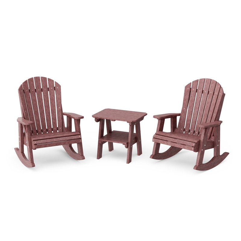 Ensemble de chaises berçantes 3 pièces avec table d'appoint Heritage Adirondack Heritage, Bois de cerisier