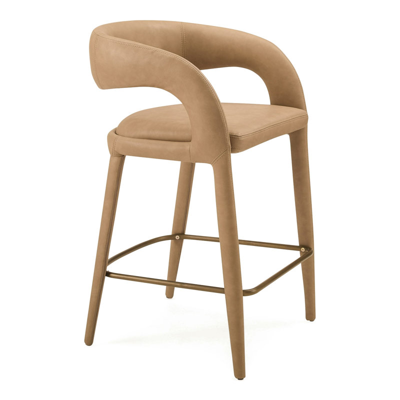 Freestyle 25.6'' Vegan Leather Counter Stool, Tan, 25.6''