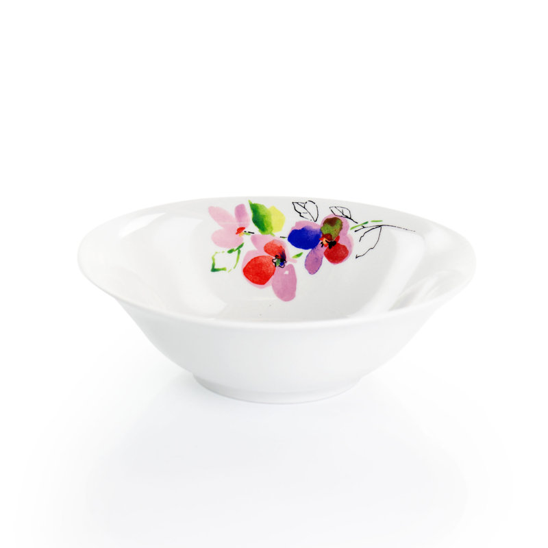 Vineyard Rose White Ceramic 12-Piece Floral Dinnerware Set