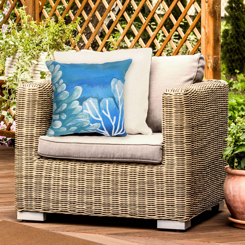 Blue Coastal Reef Indoor/Outdoor Square Pillow