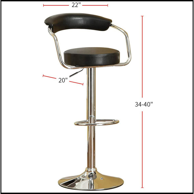 Ensemble de 2 tabourets de bar pivotants de style contemporain, Noir, noir, noir, noir