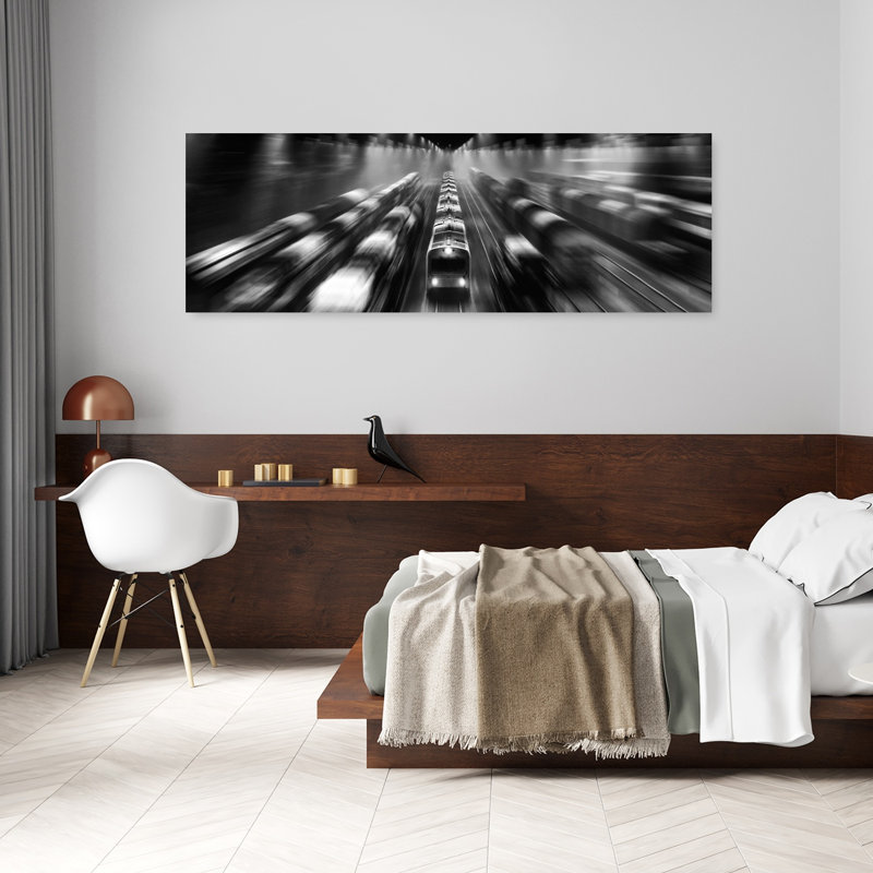 «Speeding Metro Blur», art dramatique abstrait contemporain, H 60 po x l 20 po