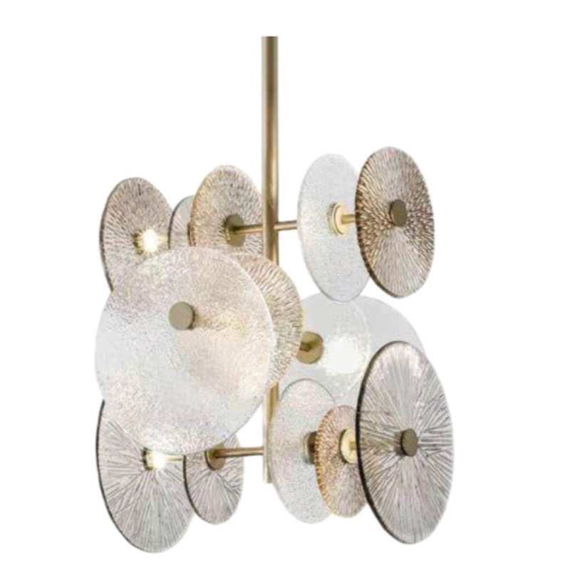 Lustre Andromeda Murano, Bronze brossé, H 14 po x l 36 po x P 12 po, Transparent