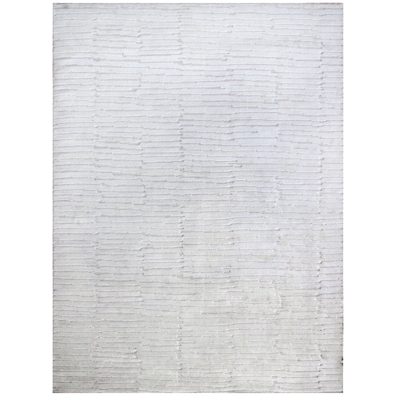 Tapis en laine noué à la main beige / gris, Rectangle de 10 pi x 14 pi