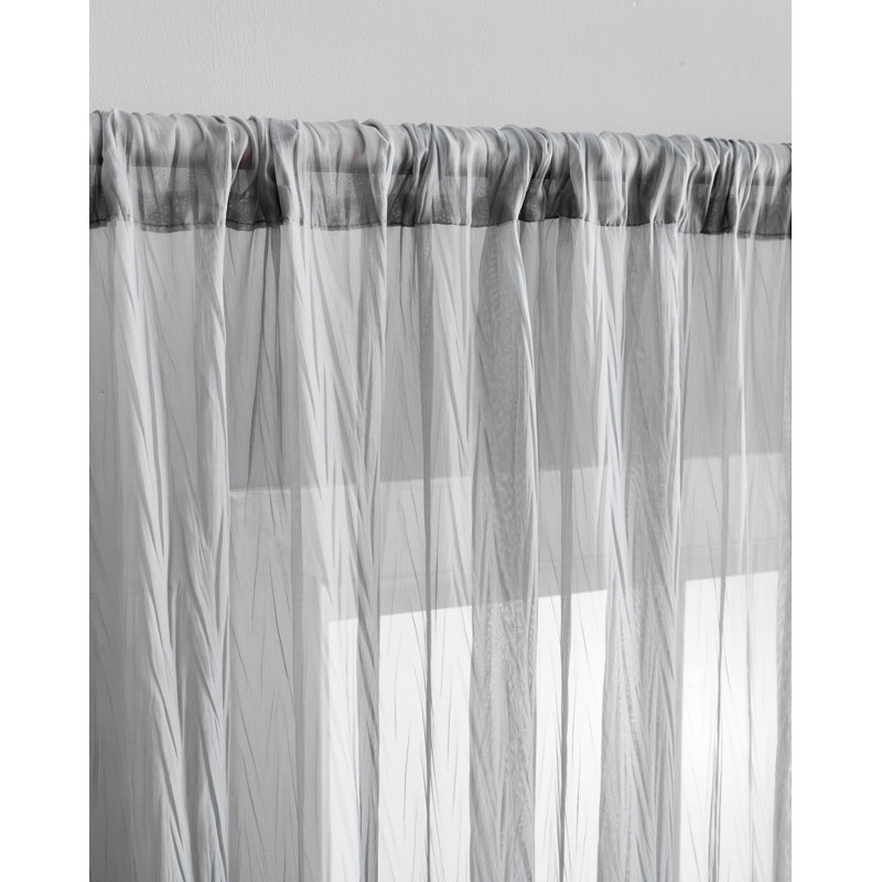 Paire de rideaux transparents avec passe-tringle Terylene, Gris foncé, L 54 po x L 84 po