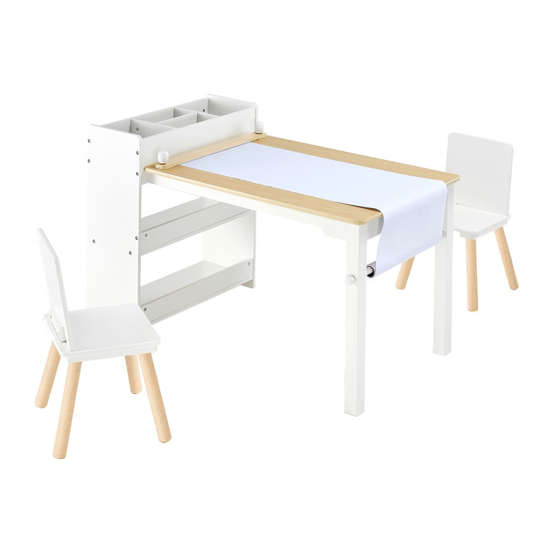 Ensemble de table et chaises en bois pour enfants avec armoire de rangement et bureau d'activités pour enfants