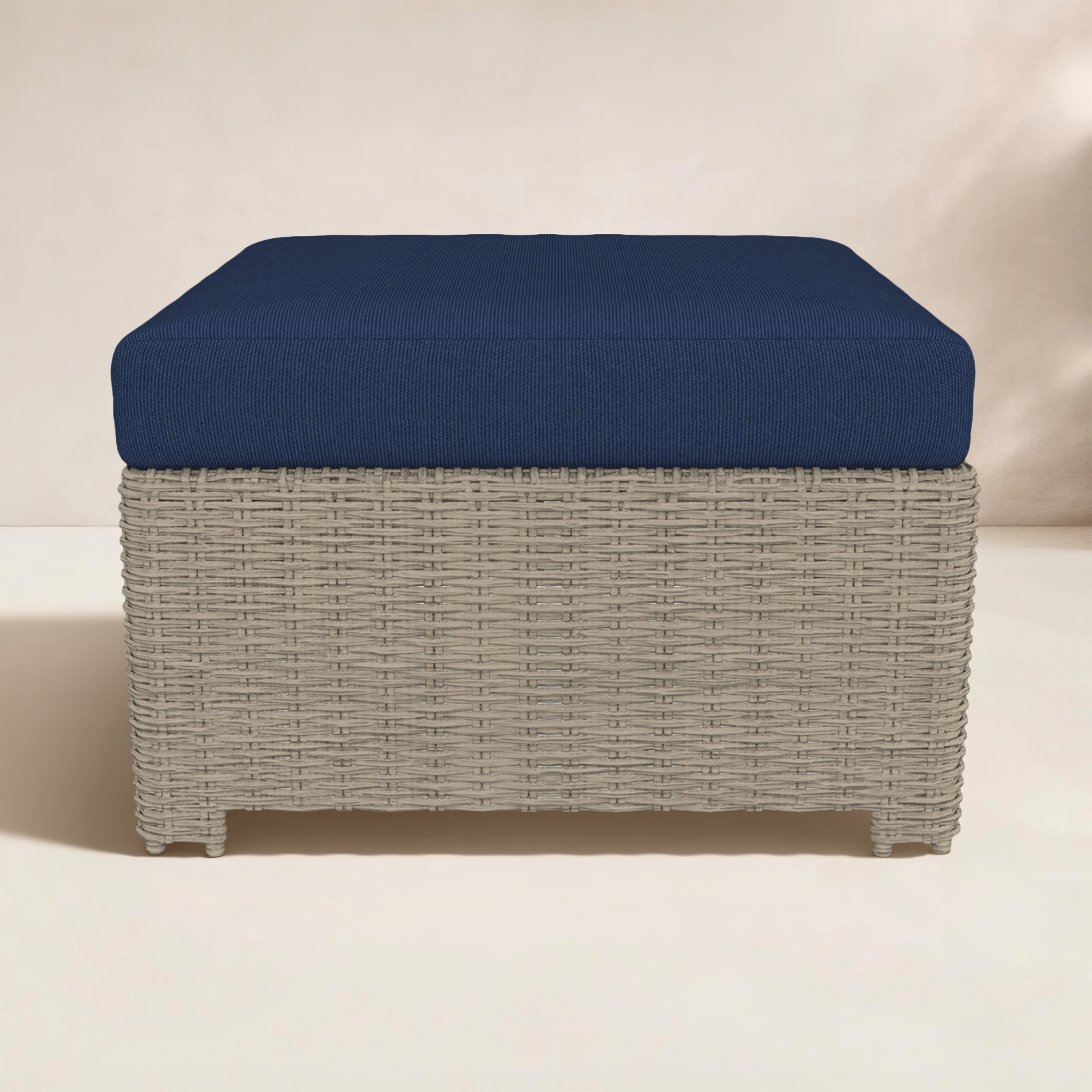 Outdoor Ottoman With Sunbrella Cushions, Canvas Navy