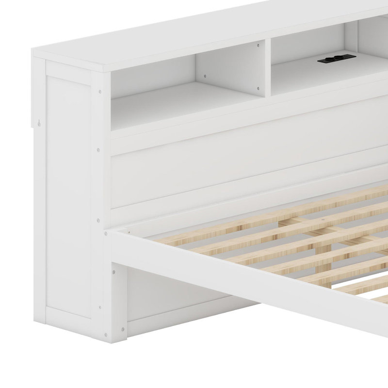 Multifunctional Daybed with Integrated Storage Cabinets and USB Charging Ports, White